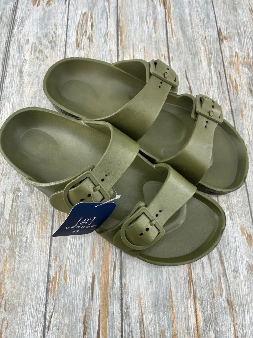 Men’s Two Buckle Slide Sandals Shoes Size 13